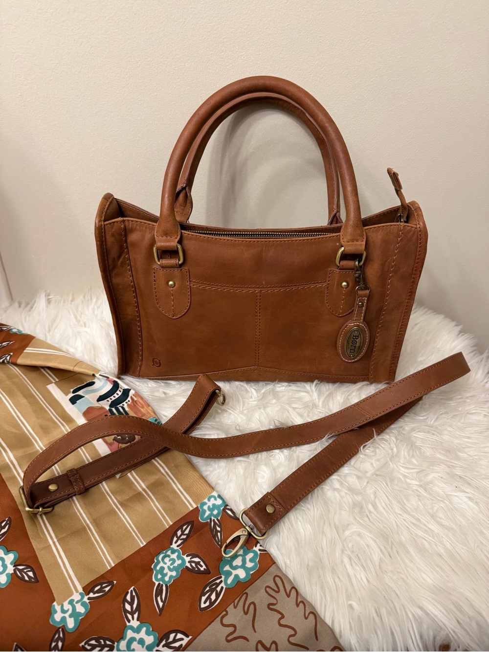 Classic Born Eva Brown Leather Satchel Bag - Timeless Women's Handbag.